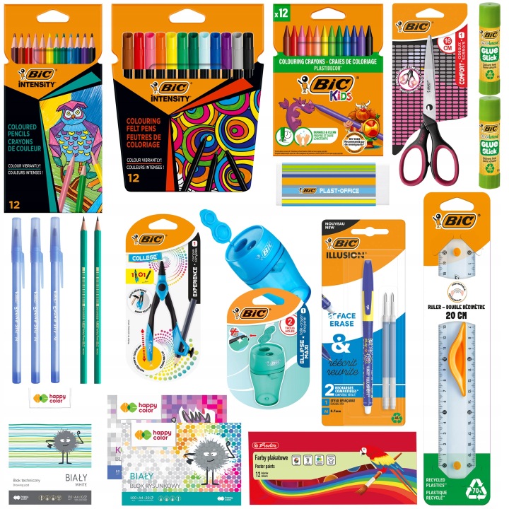 BIC School štartovacia sada pre 4.–6. ročník – pastelky, fixky, perá, ceruzky a školské potreby