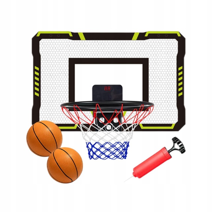 Basketbalový kôš na dvere s elektronickou výsledkovou tabuľou – mini basketbalová súprava čierna
