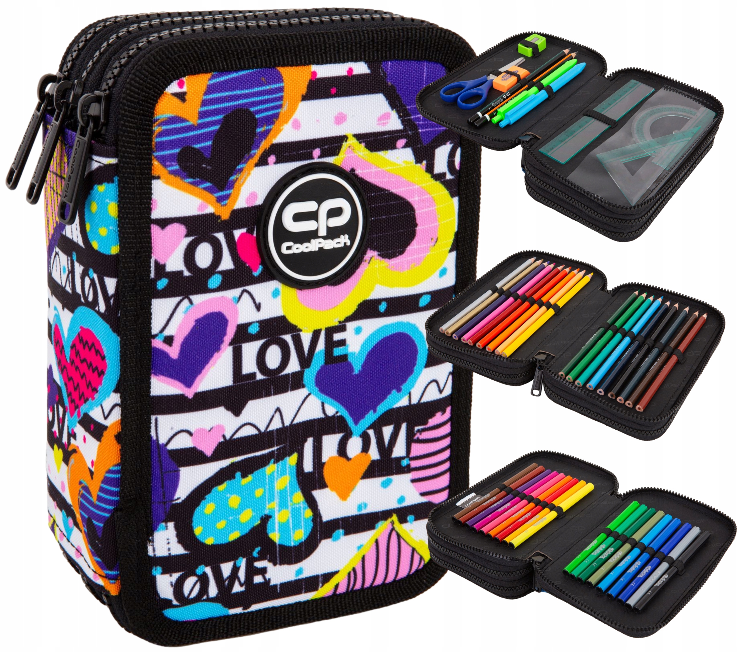 CoolPack Jumper 3 trojkomorový školský peračník pre dievča s vybavením Colorino Diary 22×15×7 cm