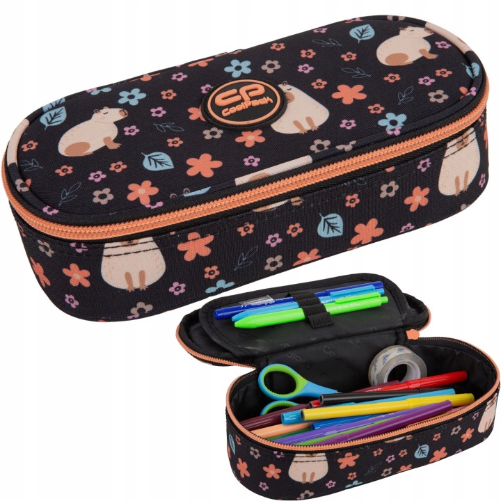 CoolPack Campus Pencil Case Tube pre dievča Čierna Capybara – jednokomorové puzdro 22×10×6 cm