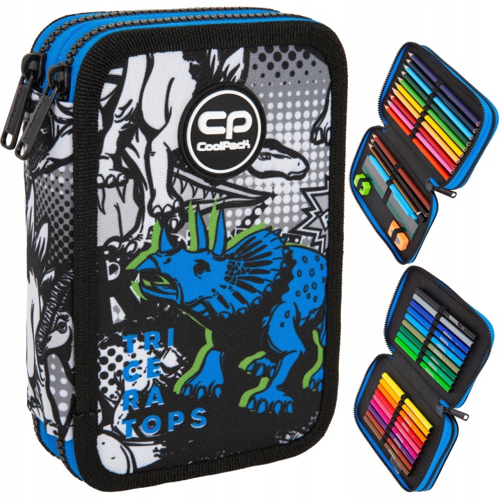 Coolpack Jumper 2 dvojité puzdro na períčko s vybavením F066853 Dinosaur T-Rex