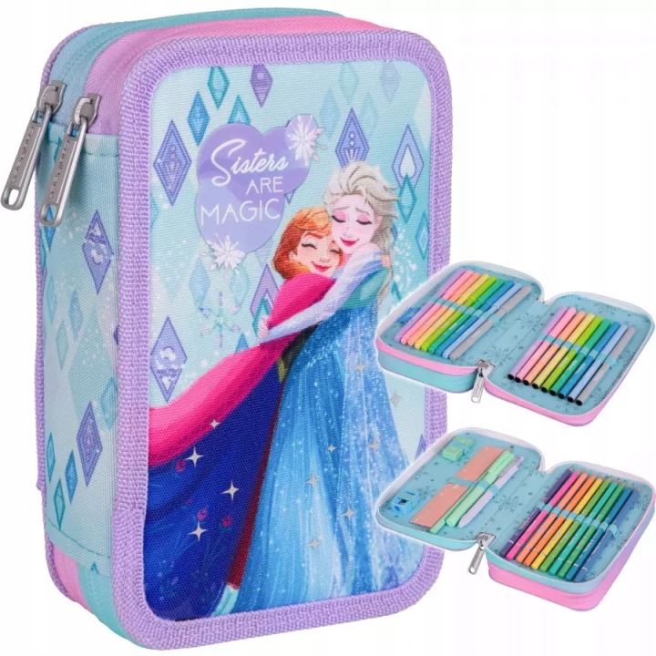CoolPack Jumper 2 dvojitý školský peračník s mrazeným vybavením Elsa Anna