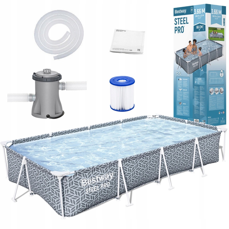 Bestway Steel Pro 561FV – rámový bazén 366 × 201 × 66 cm 7v1 s filtračným čerpadlom 4000 l