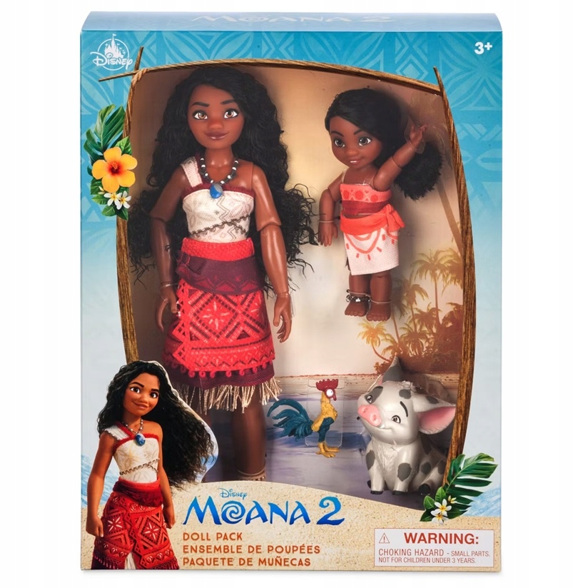 Moana + Simea Vaiana 2 bábiky Disney Store s Hei Hei a Pua – 4 postavy