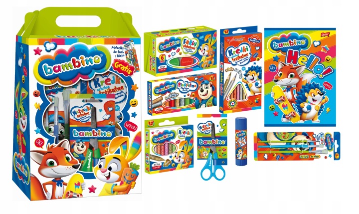 BAMBINO Art Set darčeková výtvarná sada pre deti – pastelky, farby, nožnice, lepidlo a zápisník