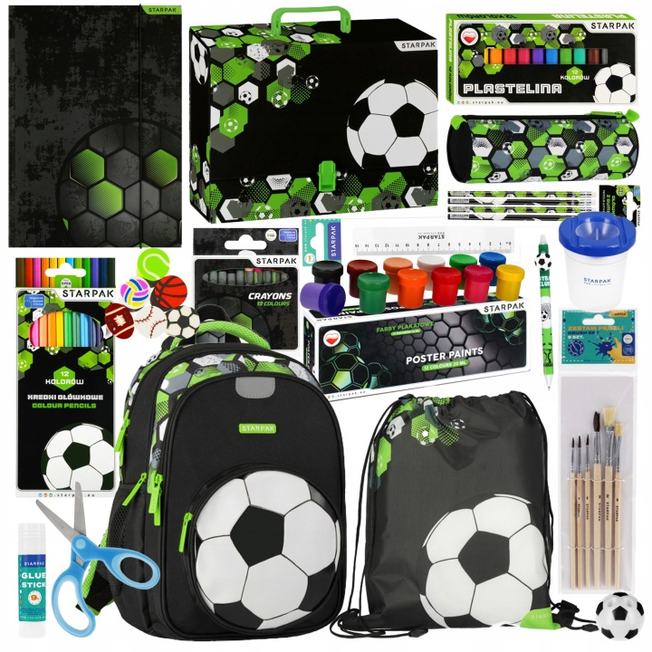 Školská sada STARPAK Futbal pre chlapcov – batoh 23 l a 17 školských potrieb pre 1. ročník