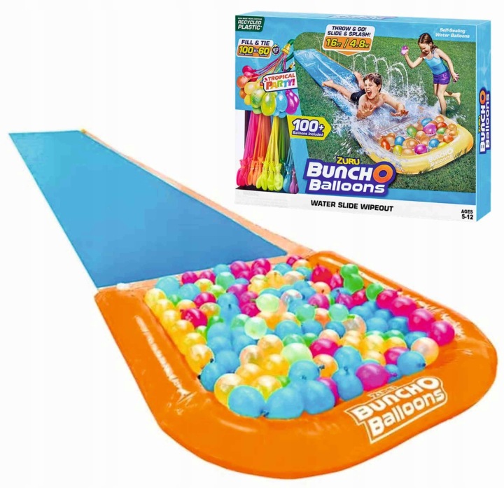 ZURU Bunch O balóny – 1-jazdná šmýkačka 4,8 m + 3 sady vodných balónov