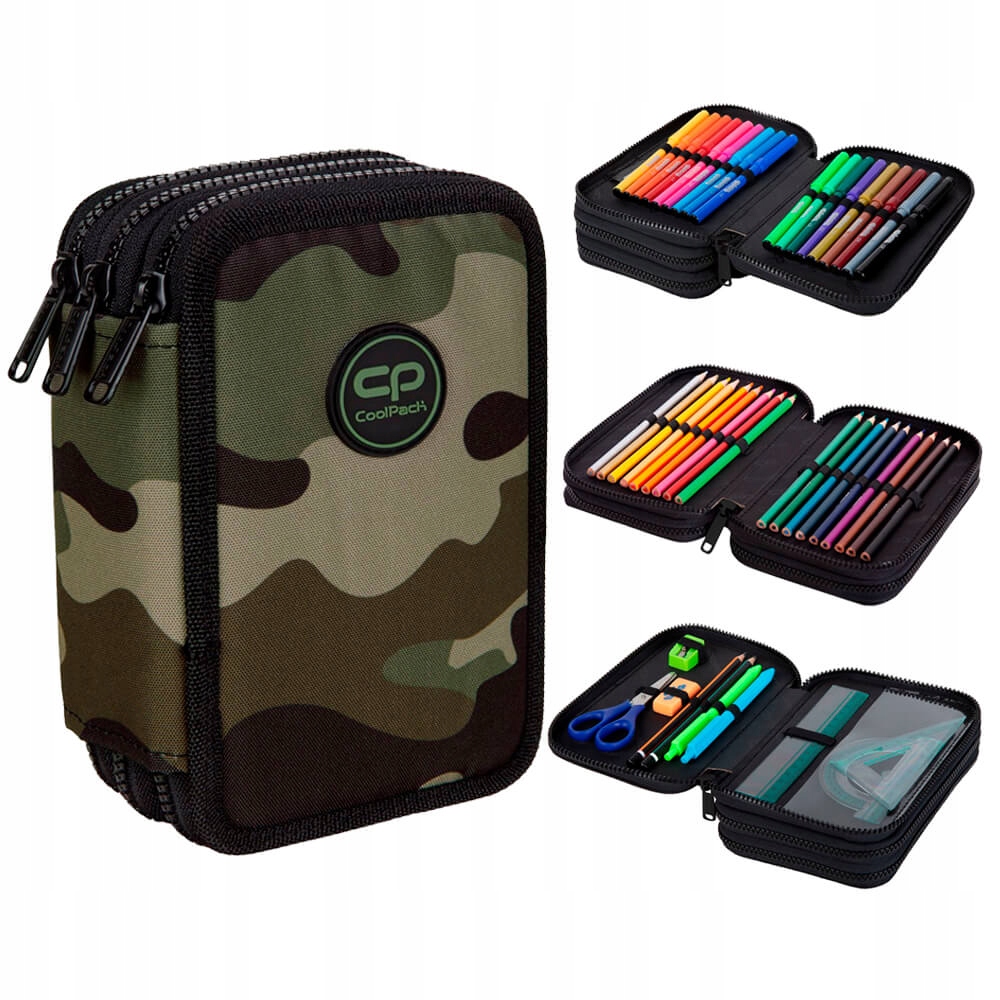 CoolPack Jumper 3 Trojité peračníkové puzdro s Solider Camo E67572