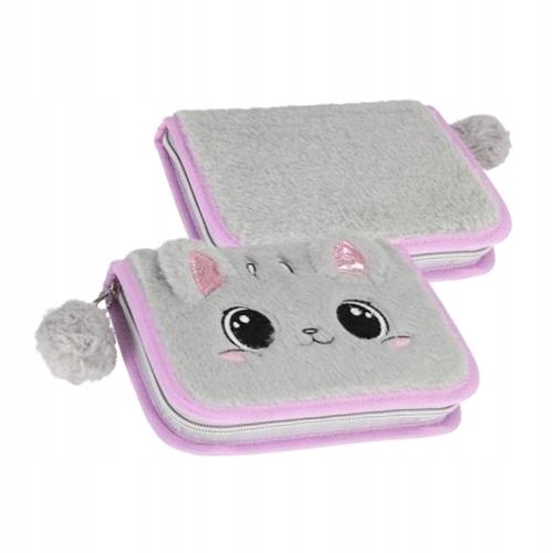 Peračník 1 zips 2 klapky bez vybavenia Plyšová mačka STARPAK 21×14×4 cm