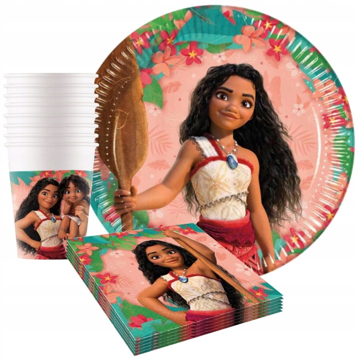 Narodeninová sada Moana 36 ks pre 8 osôb – taniere, poháre a servítky Procos licencovaný produkt