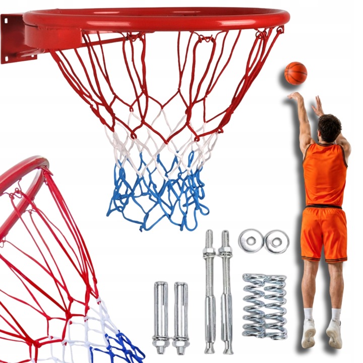 Basketbalová obruč Molti OK002 45 cm so sieťou a montážnymi skrutkami – červená