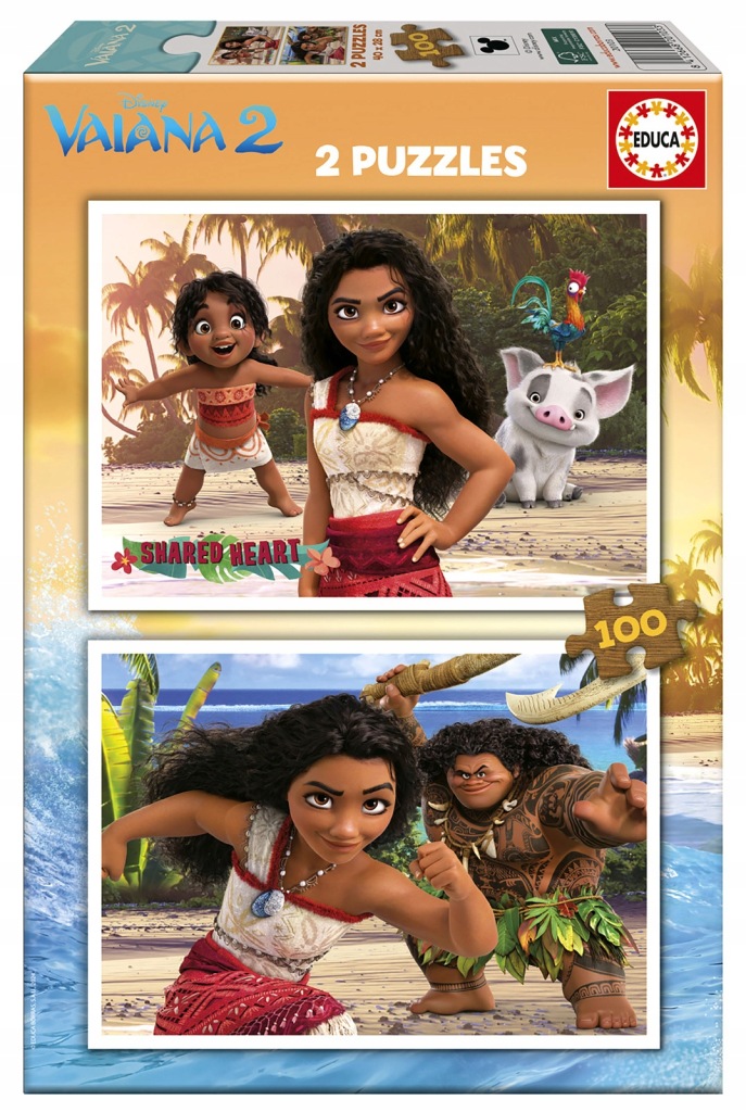 Educa Puzzle Disney Moana 2 – 2 × 100 dielikov pre deti od 6 rokov