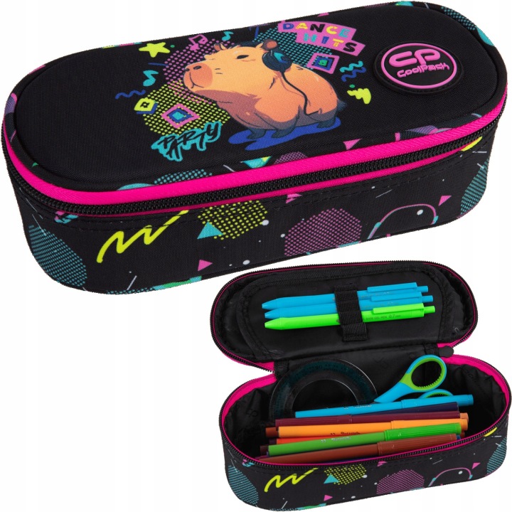 CoolPack Campus Pencil Case trubica spevnená organizérom Capybara Music 22×10×6 cm