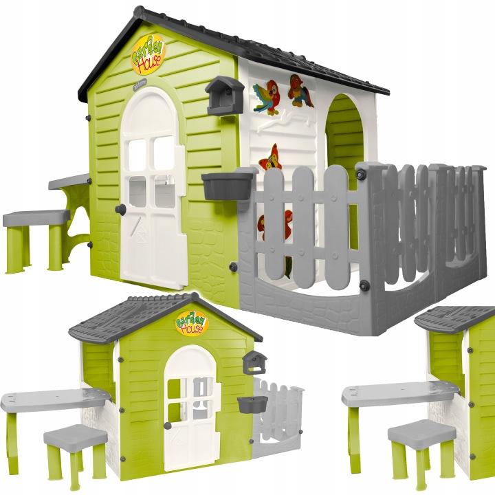 Záhradný domček pre deti Mochtoys XXL – dom, plot a herný stôl