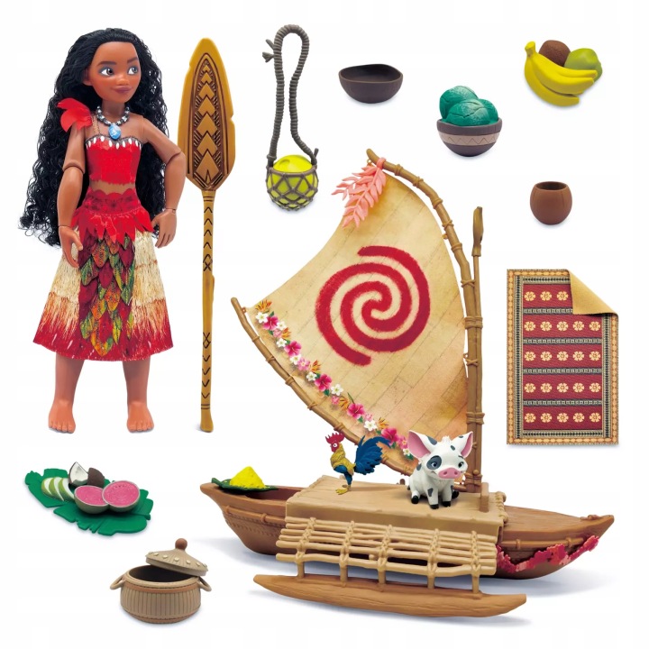 Moana Hei Pua Doll Boat & Accessories – originálna bábika Disney Store, 30 cm