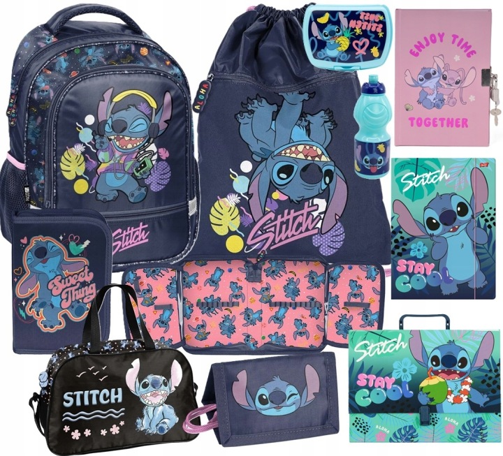 Školský set PASO Stitch 10-dielny – batoh 19 l A4 pre dievčatá 1.–3. ročník