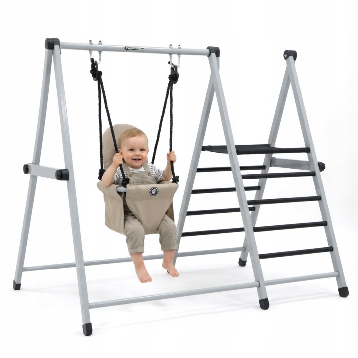Detská hojdačka 2v1 HyperMotion s rebríkom – skladací záhradný set s rámom, nosnosť 25 kg