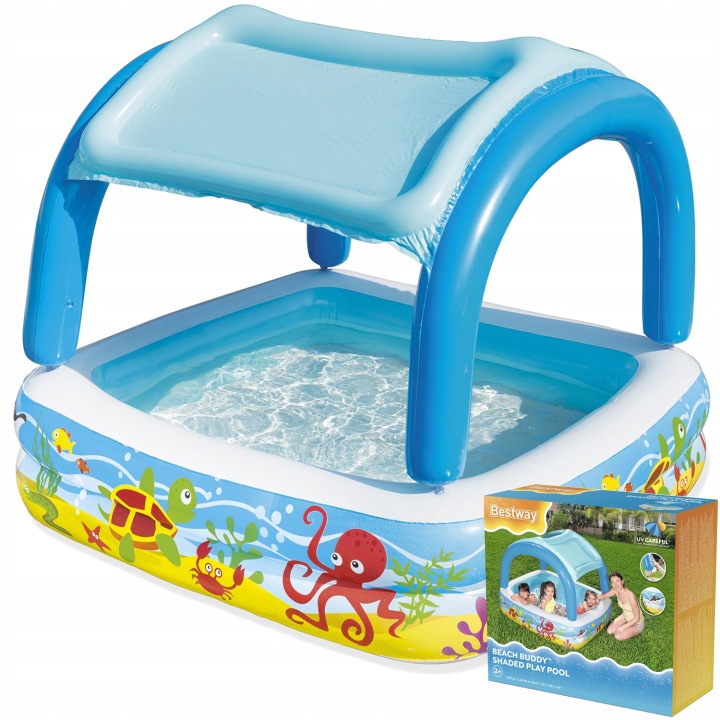 Bestway 52192 Coral Reef – nafukovací detský bazén s UV prístreškom 140 × 140 × 114 cm, 265 l