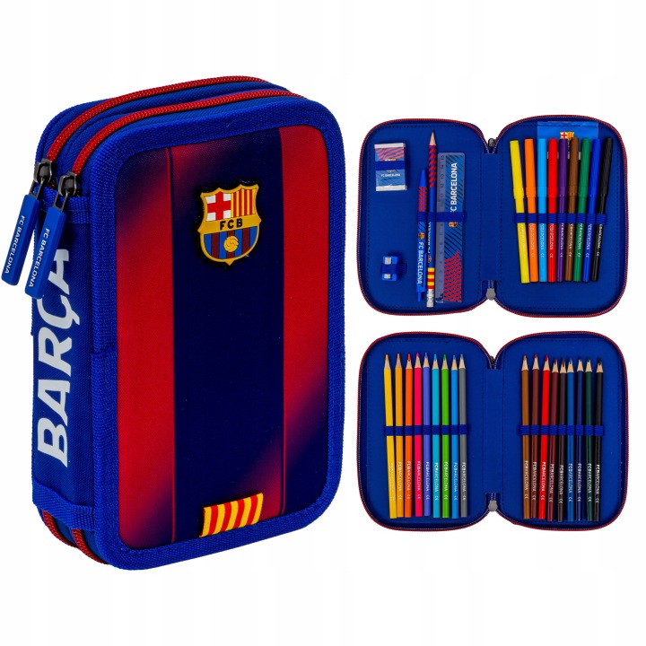FC Barcelona Young AC21 dvojkomorový školský peračník s vybavením 20,5×13×4,5 cm