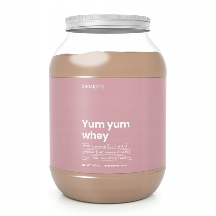 YUM YUM SRVÁTKOVÝ PROTEÍN PRE ŽENY 1000g Čokoládovo-oriešková – BeastPink