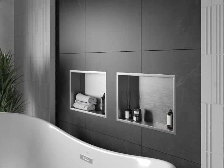 Výklenková polica Mexen X-Wall-R 45 × 30 cm inox