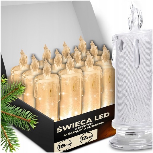 Elektrické Sviece na Baterie s Brokátem 18cm - 12 kusov