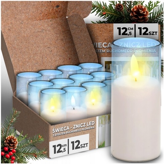 12x LED Svietnik na batérie s efektom plameňa 12,5 cm