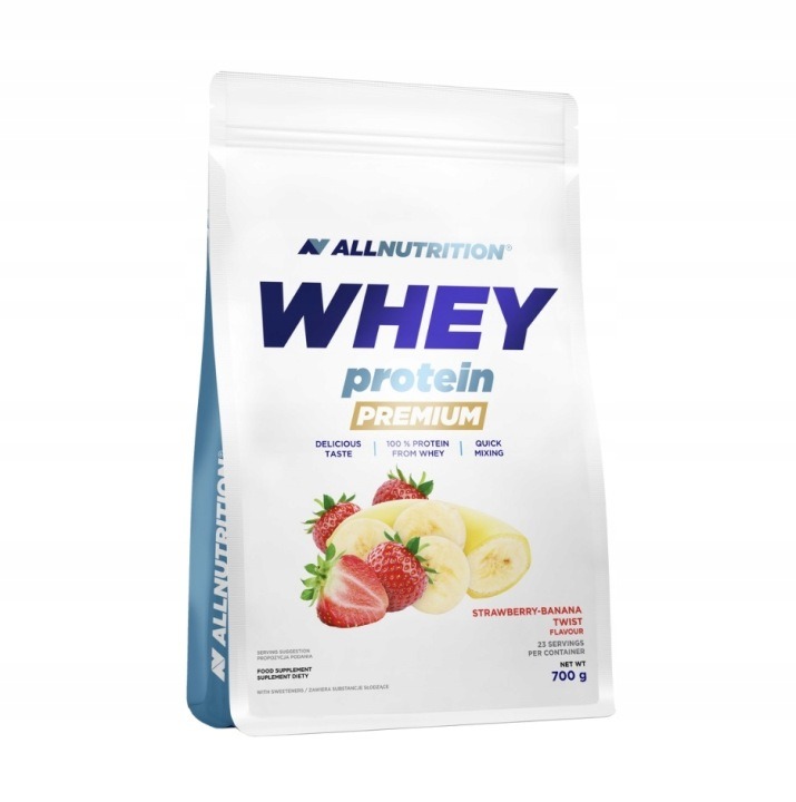 ALLNUTRITION SRVÁTKOVÝ PROTEÍN PREMIUM 700 g WPC – Jahoda-Banán