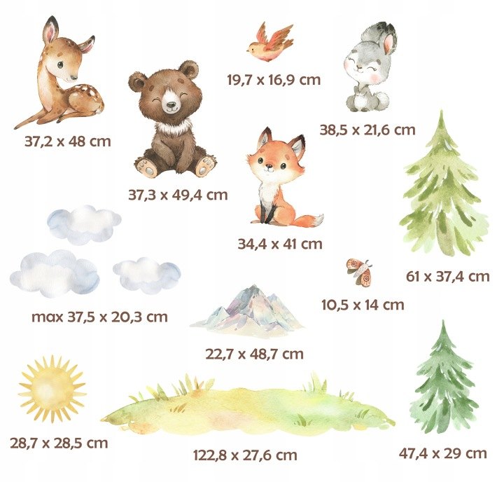 Lesné nástenné samolepky Wally Fox XL, 2 hárky