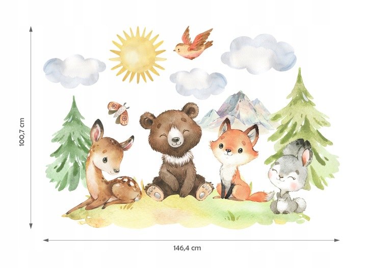 Lesné nástenné samolepky Wally Fox XL, 2 hárky