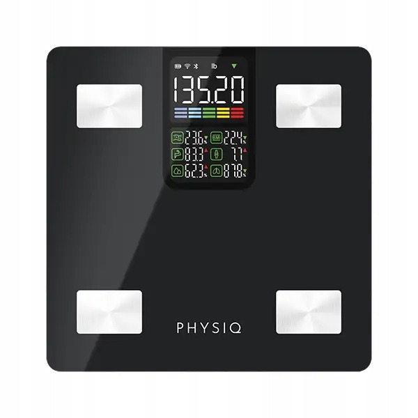 Inteligentná kúpeľňová váha Physiq – 13 parametrov, farebný LCD displej, Bluetooth, max. 226 kg, aplikácia