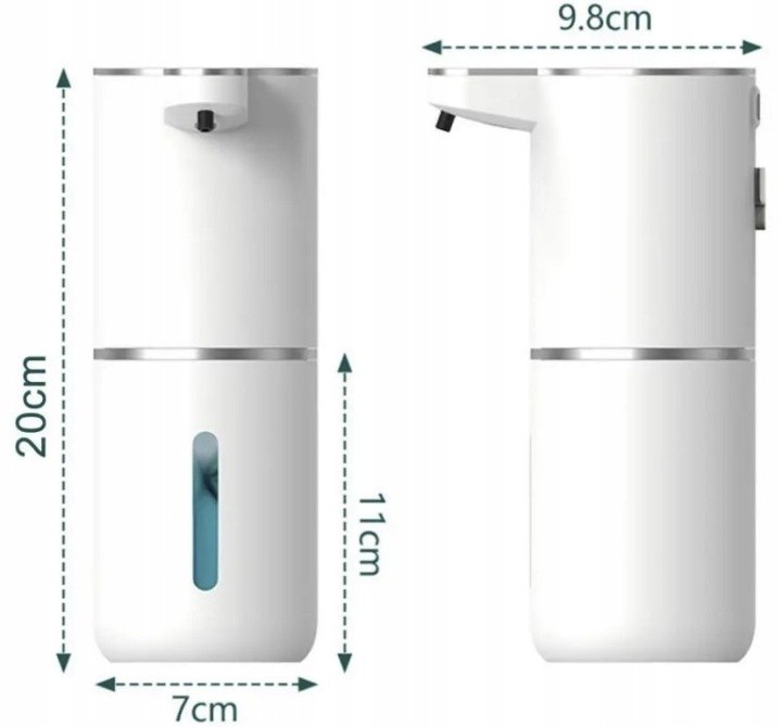 Biely bezdotykový dávkovač gélového mydla 380 ml USB-C