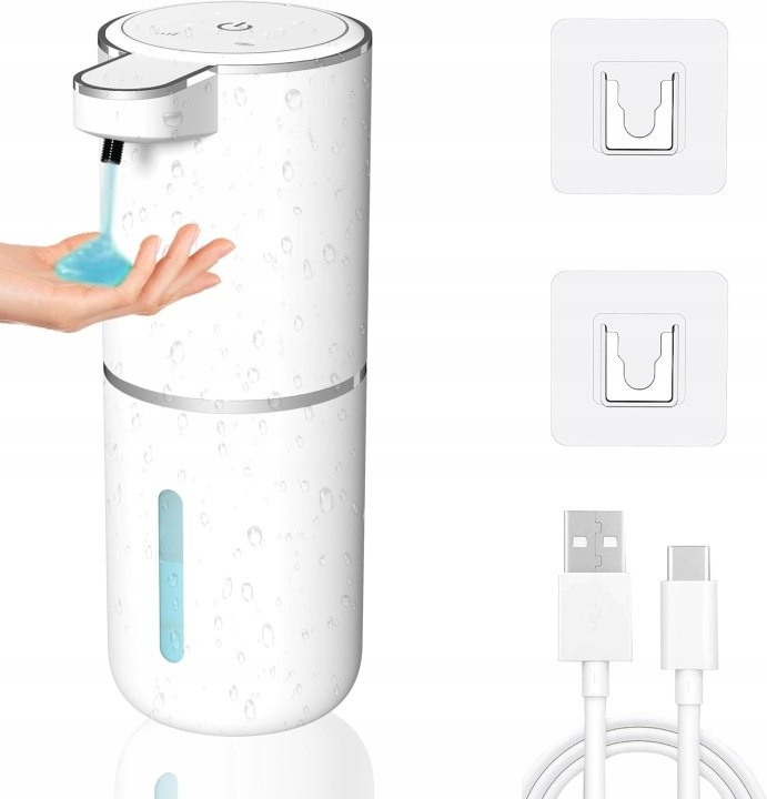 Biely bezdotykový dávkovač gélového mydla 380 ml USB-C