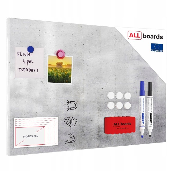Magnetická tabuľa ALLboards METALboards cement 60 × 40 cm