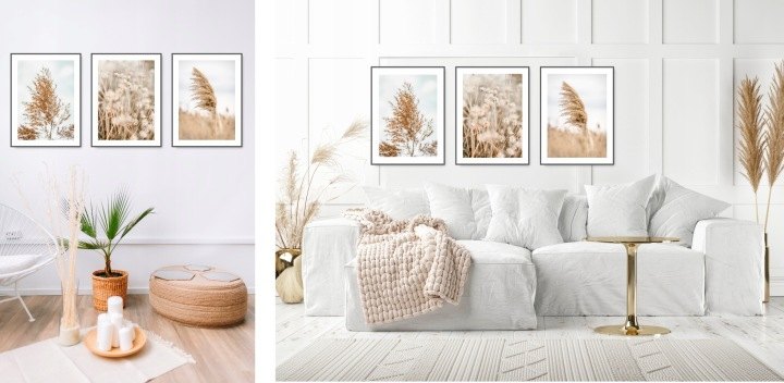 Sada 3 boho plagátov KMBpress #12 tráva 50 × 70 cm