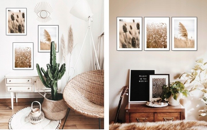 Sada 3 boho plagátov KMBpress #14 suchá tráva 50 × 70 cm