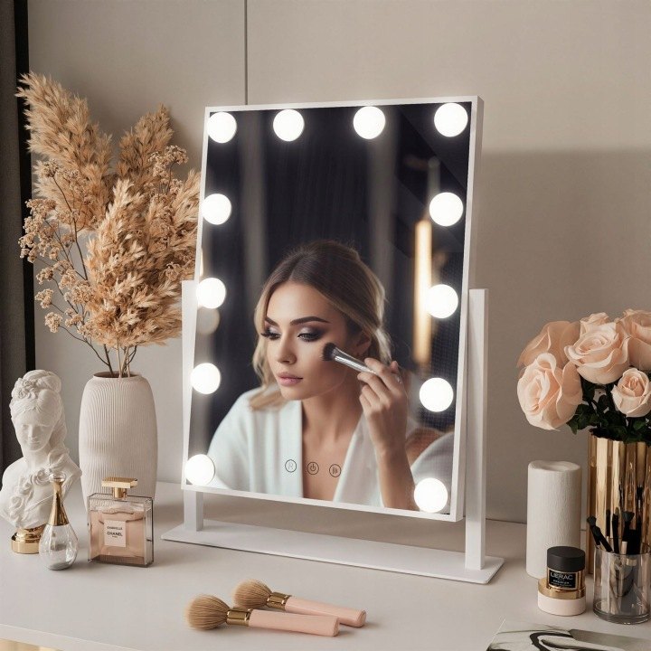 Kozmetické zrkadlo Ikonka BELLA s 12 LED a dotykovým ovládaním