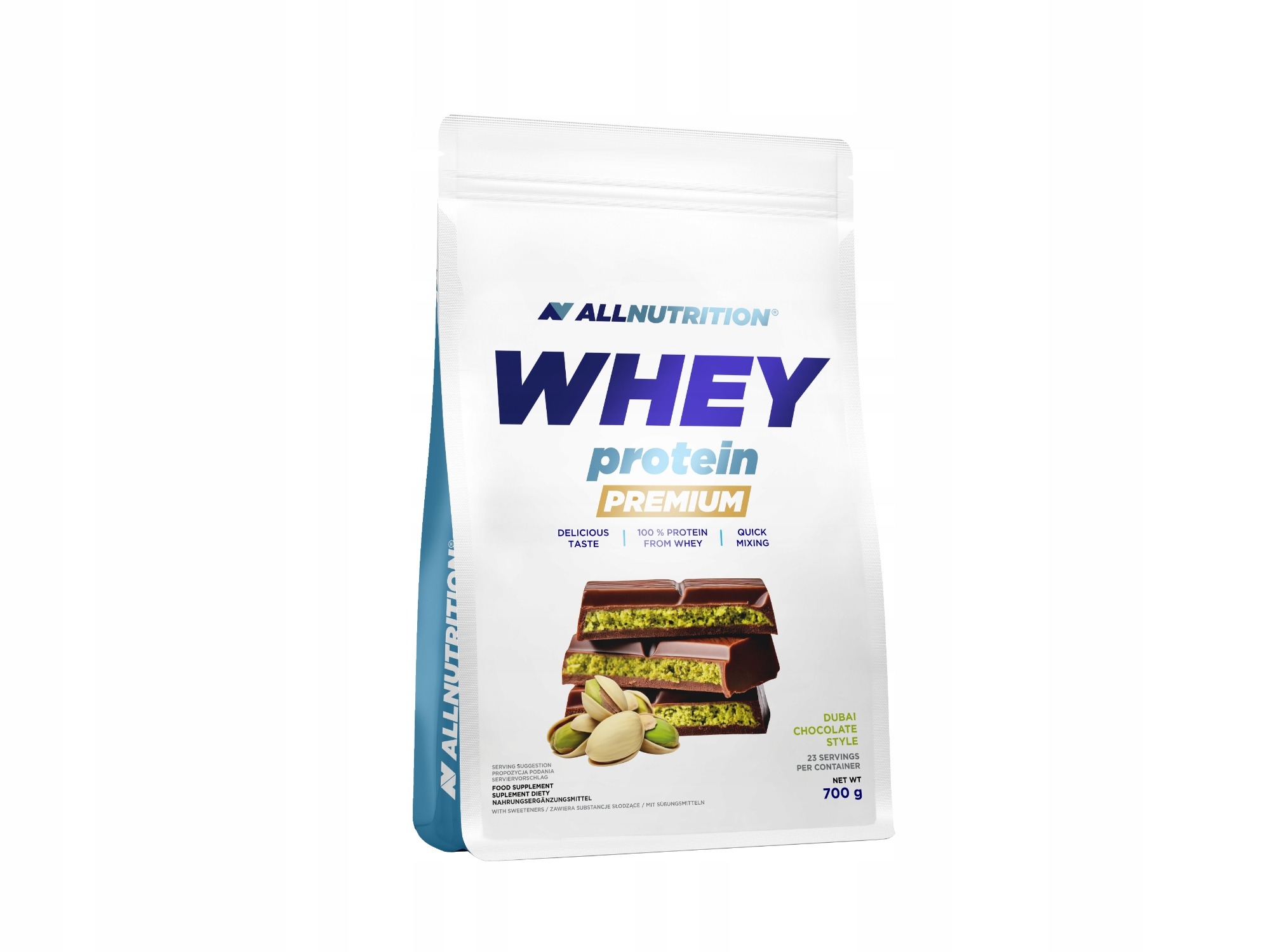 ALLNUTRITION SRVÁTKOVÝ PROTEÍN PREMIUM 700 g WPC – Dubai Čokoládový