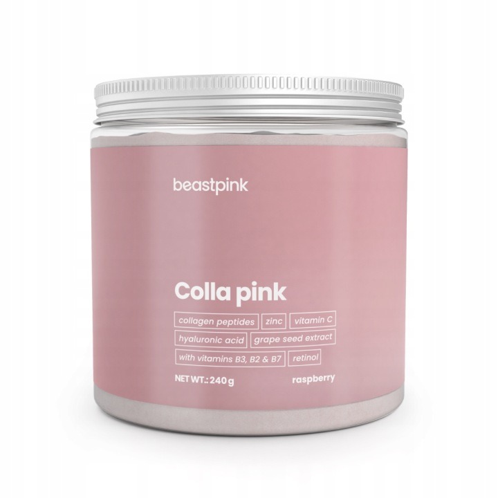KOLAGÉN PRE ŽENY COLLA PINK BEZCUKROVÝ PRÁŠOK 240g Malina – BeastPink