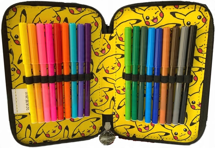 Školský penačník trojitý rozkladací s vybavením pokémon pikachu