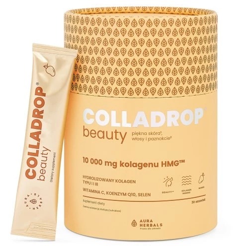 Colladrop Beauty Collagen HMG 10 000 mg Mango 30 vrecúšok – vysokokvalitný hydrolyzovaný kolagén typu I a III