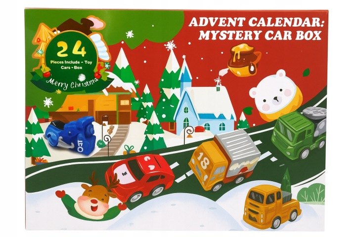 Adventný kalendár s 24 autíčkami na spätný chod