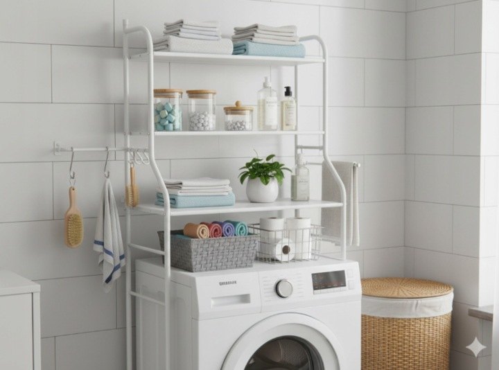 Kúpeľňový regál Chomik LOF1104 nad práčku 152 cm