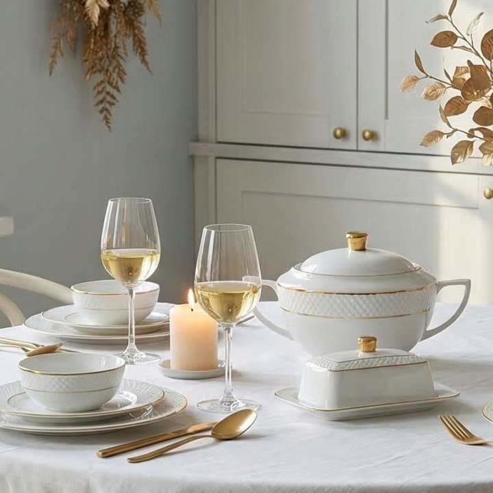 Wilmax England Diamond maselnička z bieleho porcelánu so zlatým dekorom