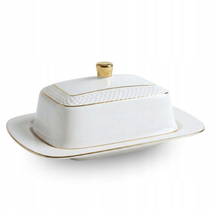Wilmax England Diamond maselnička z bieleho porcelánu so zlatým dekorom