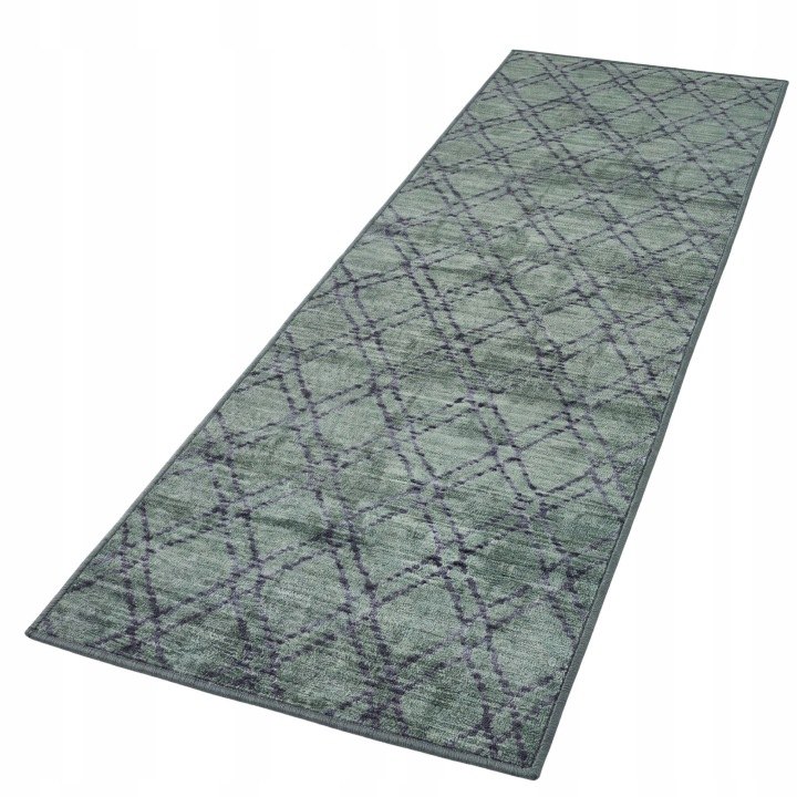 Zelený geometrický behúň e-floor EF0435 80 × 300 cm