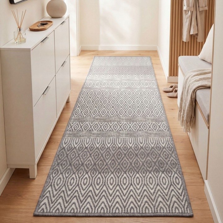 Sivobéžový protišmykový behúň e-floor EF0439 80 × 300 cm