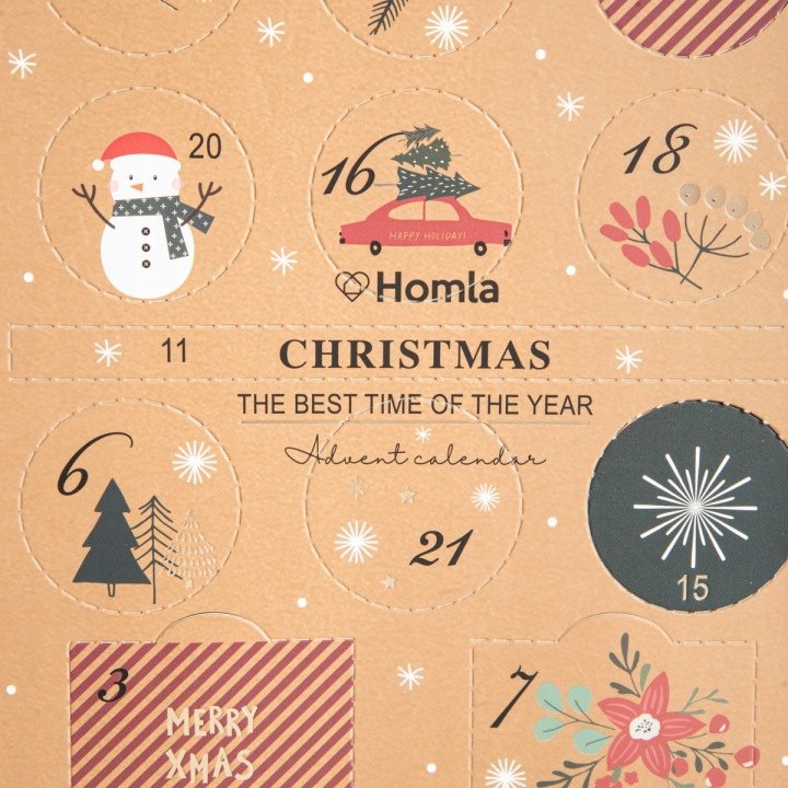 Voňavý adventný kalendár Homla s 24 produktmi