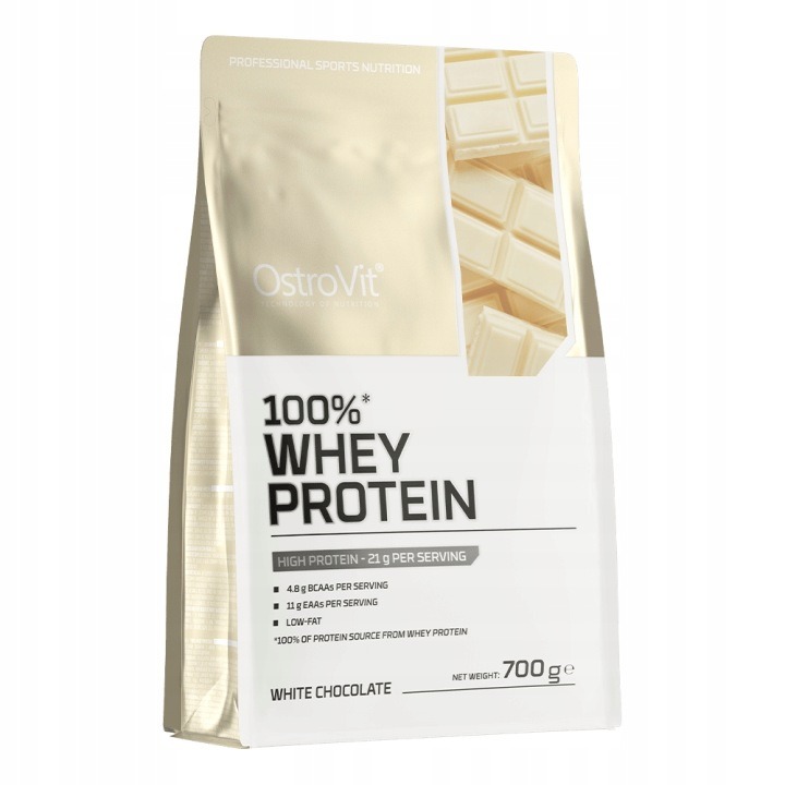 OstroVit 100% WPC srvátkový proteín 700 g biela čokoláda – vysoký obsah bielkovín a BCAA