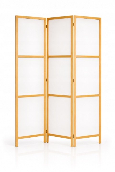 Biely drevený paraván RIIMARE Shoji J000, 3 diely 125 × 172 cm
